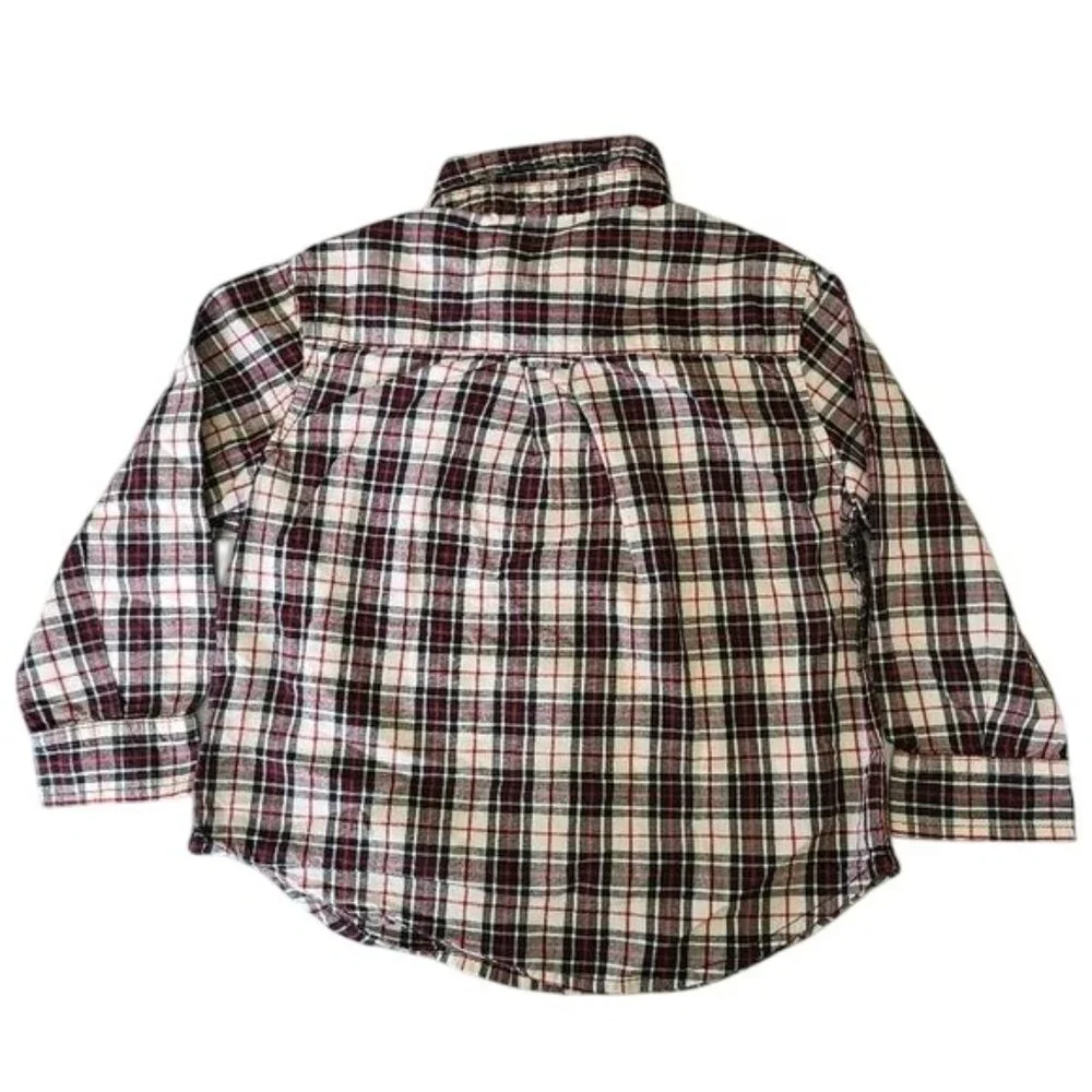 Children's Place long sleeve red white black plaid button down 18m